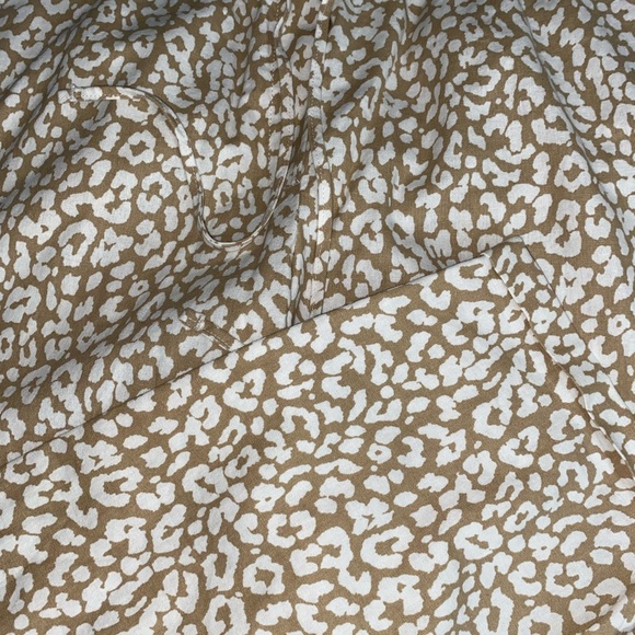 🎉HP🎉 NEW J.Crew Linen Leopard Drawstring Pants Elastic Waist Tan White Sz 14 - Picture 3 of 12
